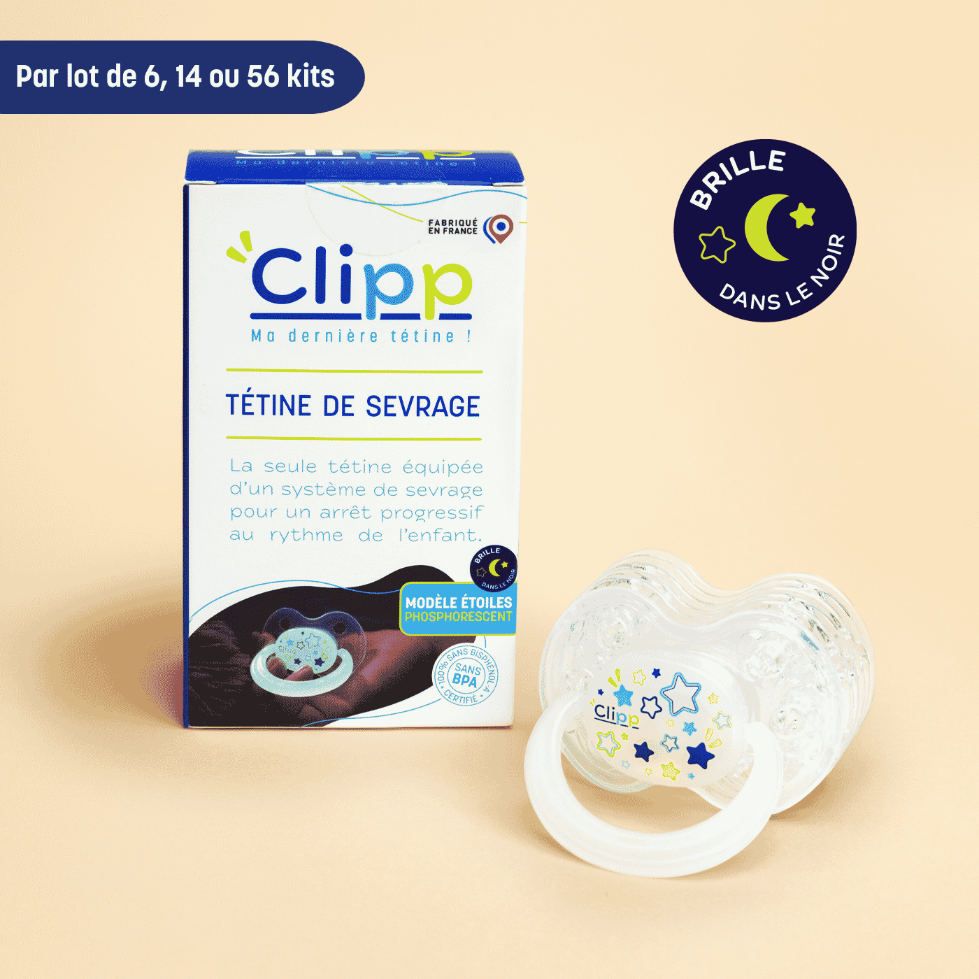Lot kits Clipp - Tétine de sevrage (Phosphorescent)